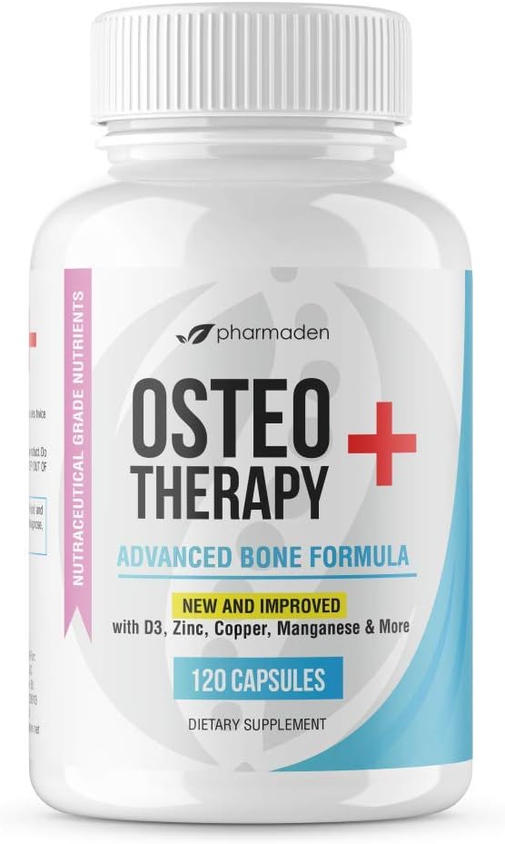 Supplément avancé de soutien osseux OsteoTherapy+ - Vitamine C, MK4/MK7, Calcium à absorption élevée, manganèse, magnésium