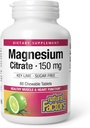 Natürliche Faktoren Magnesium Citrat, 150 mg, Kautabletten, unterstützt Nerve, Muskel- und Herzfunktion, Key Lime, Zuckerfrei, 60 Zähler