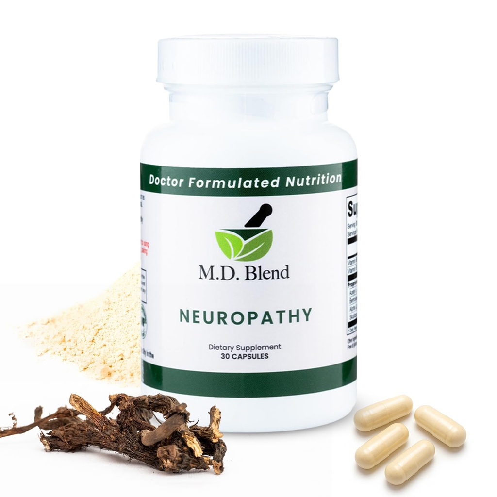 Neuropathie - Expert Formuliert - Natural Blend for Optimal Nerve Wellness - Alpha Lipoic Acid, L-Carnitin, Vitamine B6 & B12, Skullcap Root, Acetyl L-Carnitin - 30 Kapseln (1 Packung)