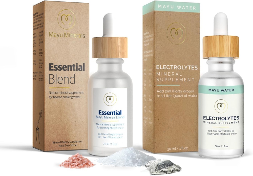 MAYU Essential Blend & Electrolyte gocce d'acqua Minerali Carica Bundle