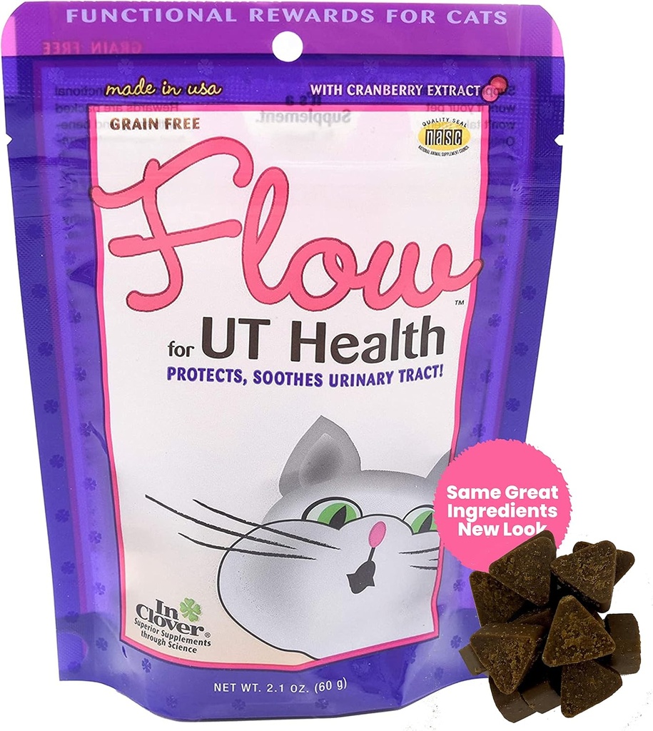 In Clover Flow Soft Chews für Katzen. Tägliche Unterstützung für UT Gesundheit. Wissenschaftlich mit natürlichen Zutaten geformt, um Urinary Tract Flow natürlich zu halten