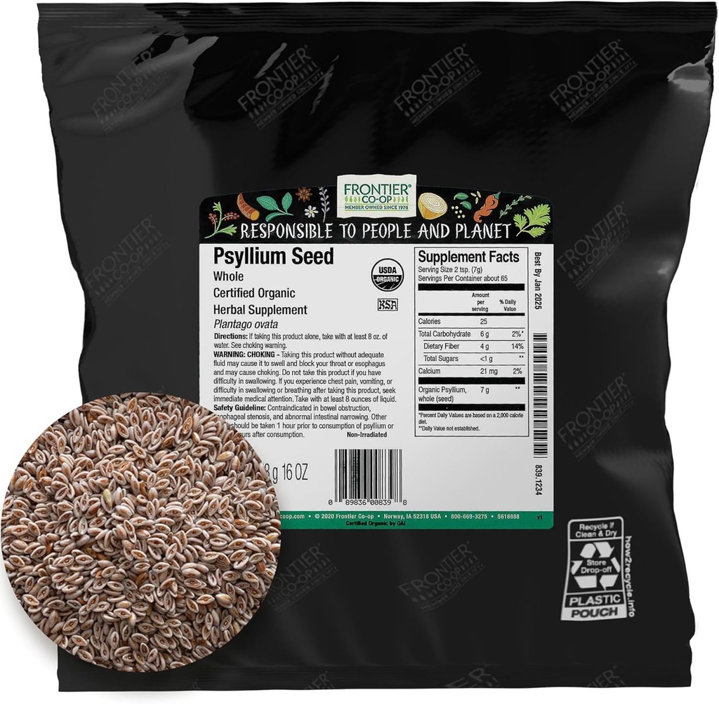 Frontier Co-op Bio Ganzes Psyllium gesehen 1lb