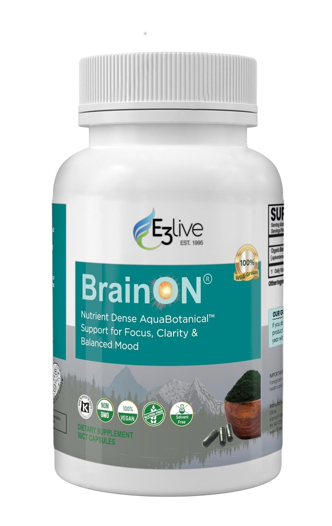 E3LIVE BrainON - Wild-Harvested AFA-Extrakt für Mood Balance & Focus 90 Count