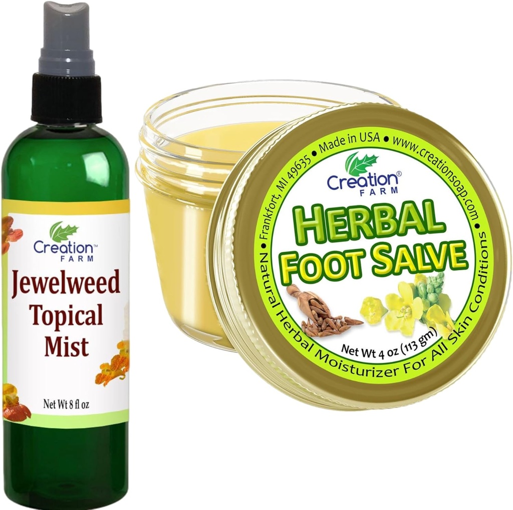 Jewelweed Topical Mist 8 Oz und Kräuterfuß Salve 4 Oz - Lösungen für Itch, um es einfacher zu machen, den Alltag zu genießen