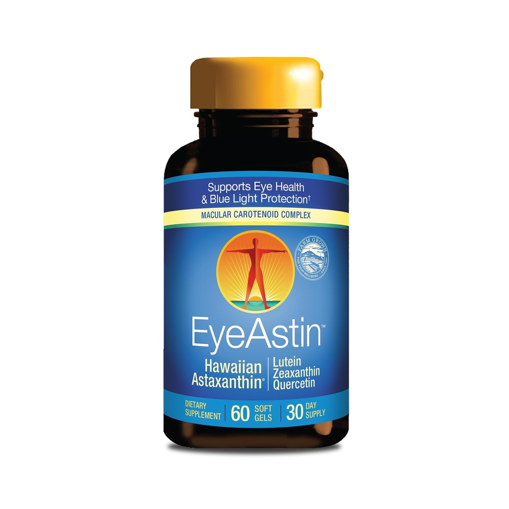 EyeAstin, BioAstin Hawaiian Astaxanthin mit Lutein & Zeaxanthin, unterstützt Augengesundheit Natürlich, 60 Count