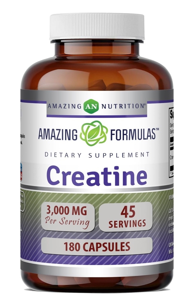 Erstaunliche Formeln Kreatin Monohydrat Aminosäure Ergänzung | 3000 Mg pro Portion | 180 Kapseln | Non-GMO | Gluten-Free | Made in USA