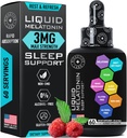 Flüssiges Melatonin für Erwachsene und Kinder - 3mg Extra Strength Sublingual Liquid Melatonin für Kinder und Erwachsene - Schlafen Sie schnelle Liposomale Tropfen - Natürliche Raspberry Flavor Schlafhilfe - 60ml