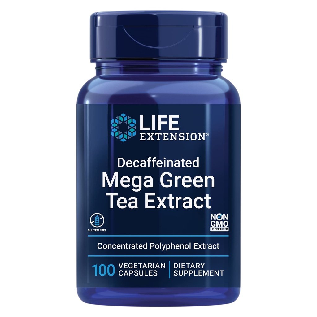 Lebensverlängerung Entkoffeinierten Mega Green Tea Extract – Polyphenol-Rich, Zellgesundheit, Herzgesundheit, Gehirngesundheit, Antioxidantienschutz – Nicht-GVO, Glutenfrei, Vegetarisch – 100 Kapseln