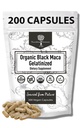 Organico Gelatinized Nero Maca – 3X più forte 200 capsule per gli uomini e le donne, supplemento di energia naturale per la messa a fuoco, le prestazioni, Stamina & Endurance, aumento del mood e stabilità, Clarity mentale 1000mg