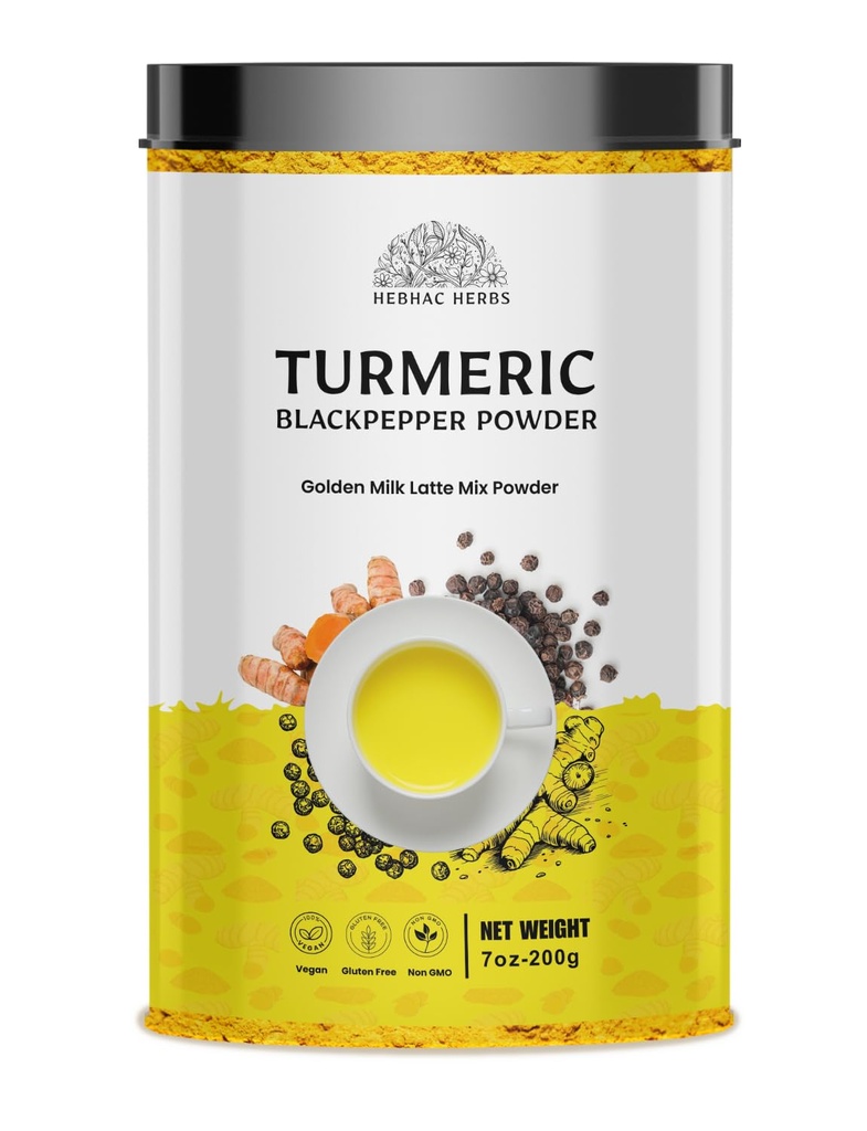 Kurkuma-Pulver mit schwarzem Pfeffer - Kurkuma-Mischung mit Kurkuma, schwarzem Pfeffer - Golden Milk Instant Drink Mix Powder