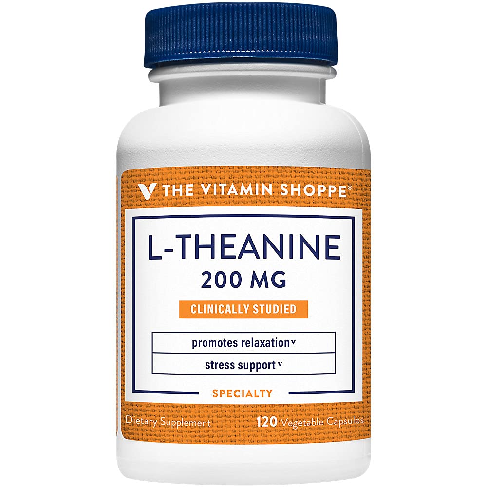 La vitamina Shoppe L-teanina 200 MG - messa a fuoco calma, supporto di stress e relax, aminoacido dal tè verde (120 capsule vegetali)