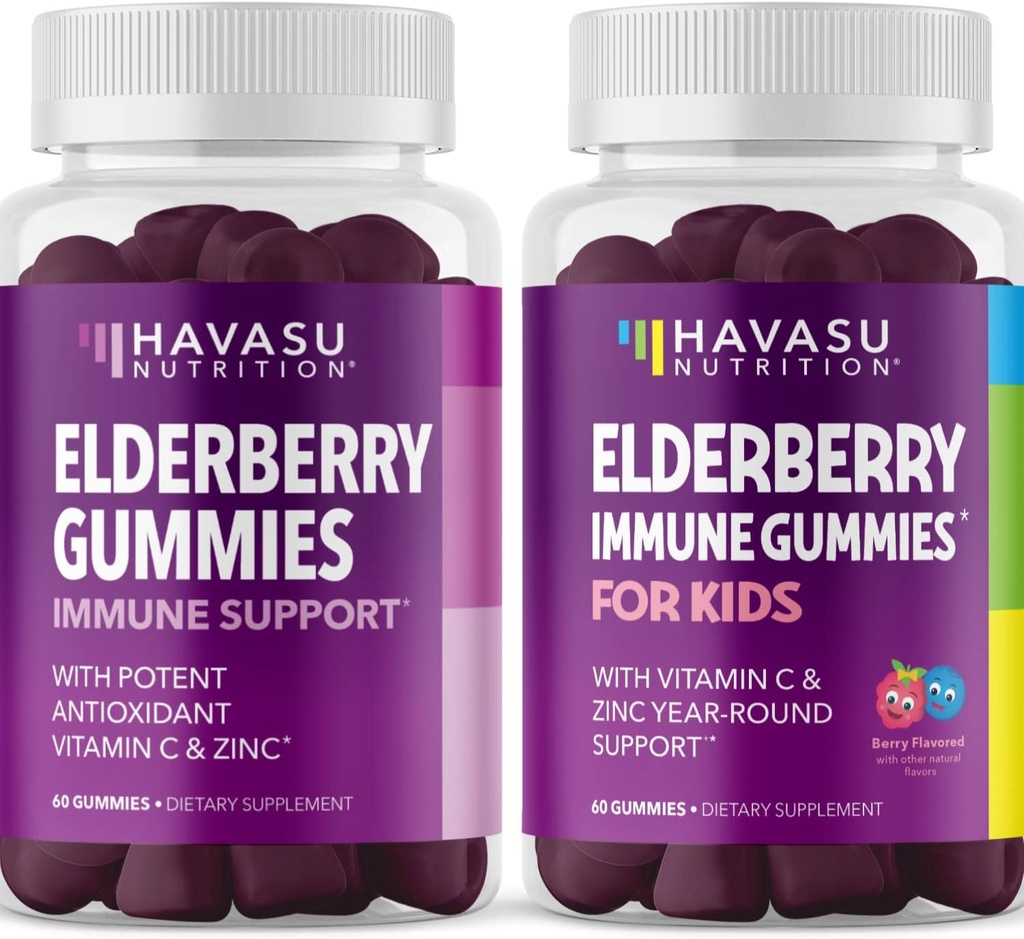 Familie Elderberry Gummis mit Zink und Vitamin C Kräuterergänzungsmittel Wirkstoff für Potent Antioxidans Unterstützung Immune Defense (Erwachsene und Kinder)