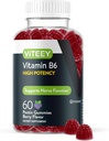 Viteey Vitamin B6 Gummies - Energy, Nerve & Mood Support - B6 Vitamine 100mg - Vegan, Gluten Free, GMO Free - 60 Count