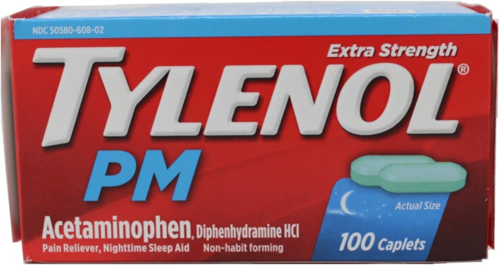 TYLENOL PM Extrastärke Schmerzlinderung/Nighttime Schlafhilfe Caplets 100 ea
