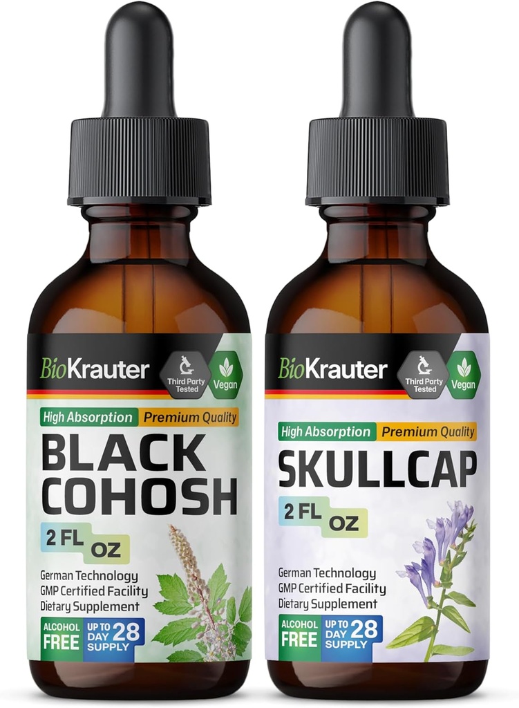 BIO KRAUTER Black Cohosh Tincture 2 Fl. Oz. & Skullcap Tincture 2 Fl Oz.