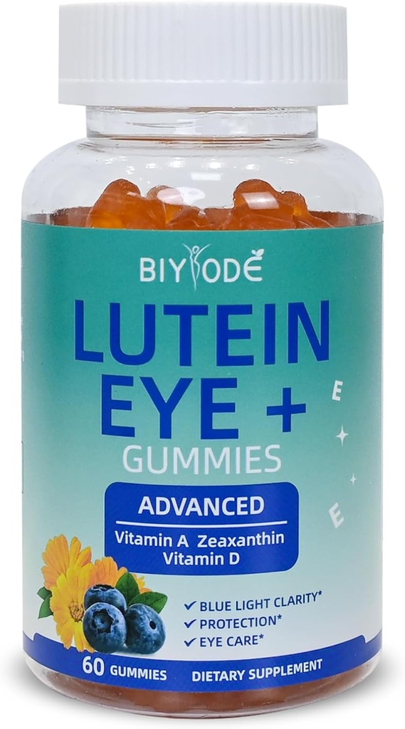 Lutein Gummies: Unterstützung Augengesundheit Lutein Vitamine Zeaxanthin Ergänzungen für Erwachsene Vision Pflege und Macular Support 60 Gummis 30 Tage Versorgung