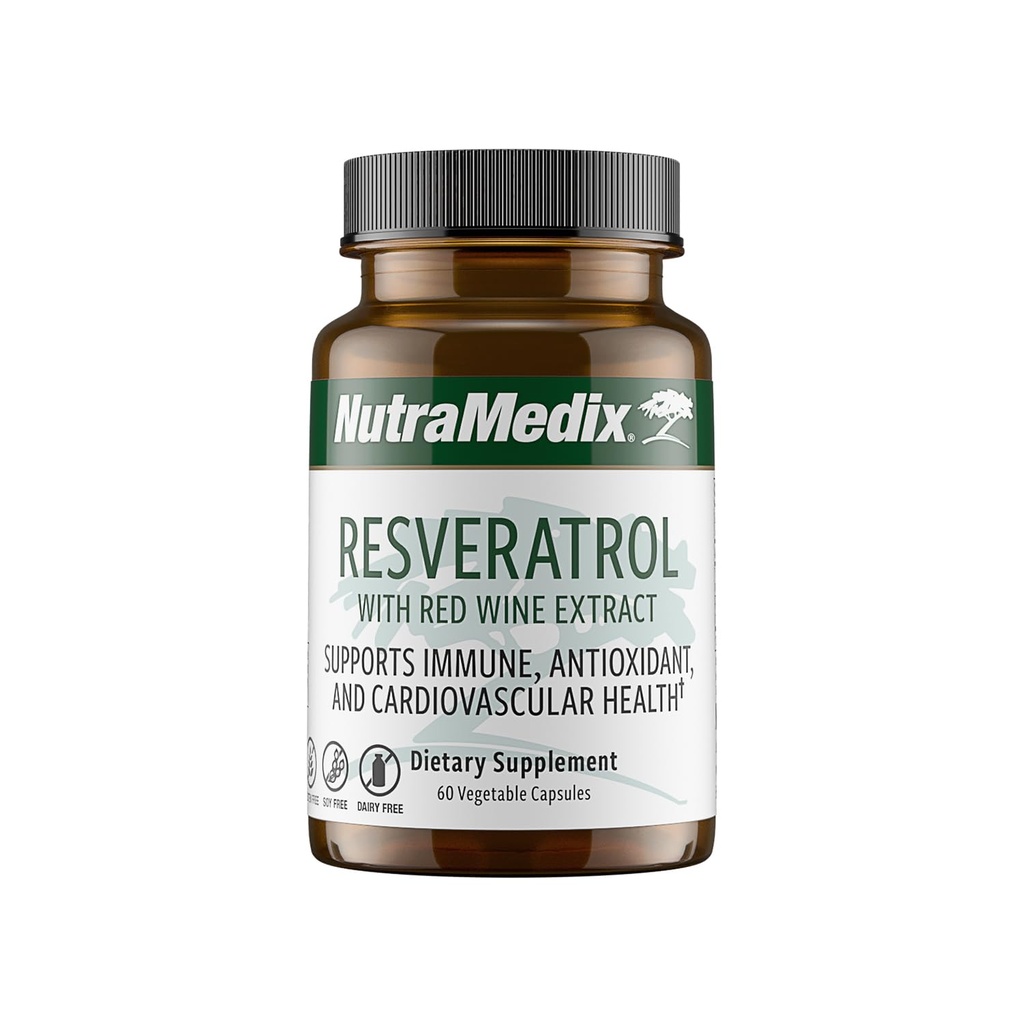 NutraMedix Resveratrolo Capsules - Biodisponibili Antiossidanti Supplemento da Vino Rosso Estratto + Grape Skins - 200mg Japanese Knotweed for Immune & Cardiovascular Support (60 Capsule)