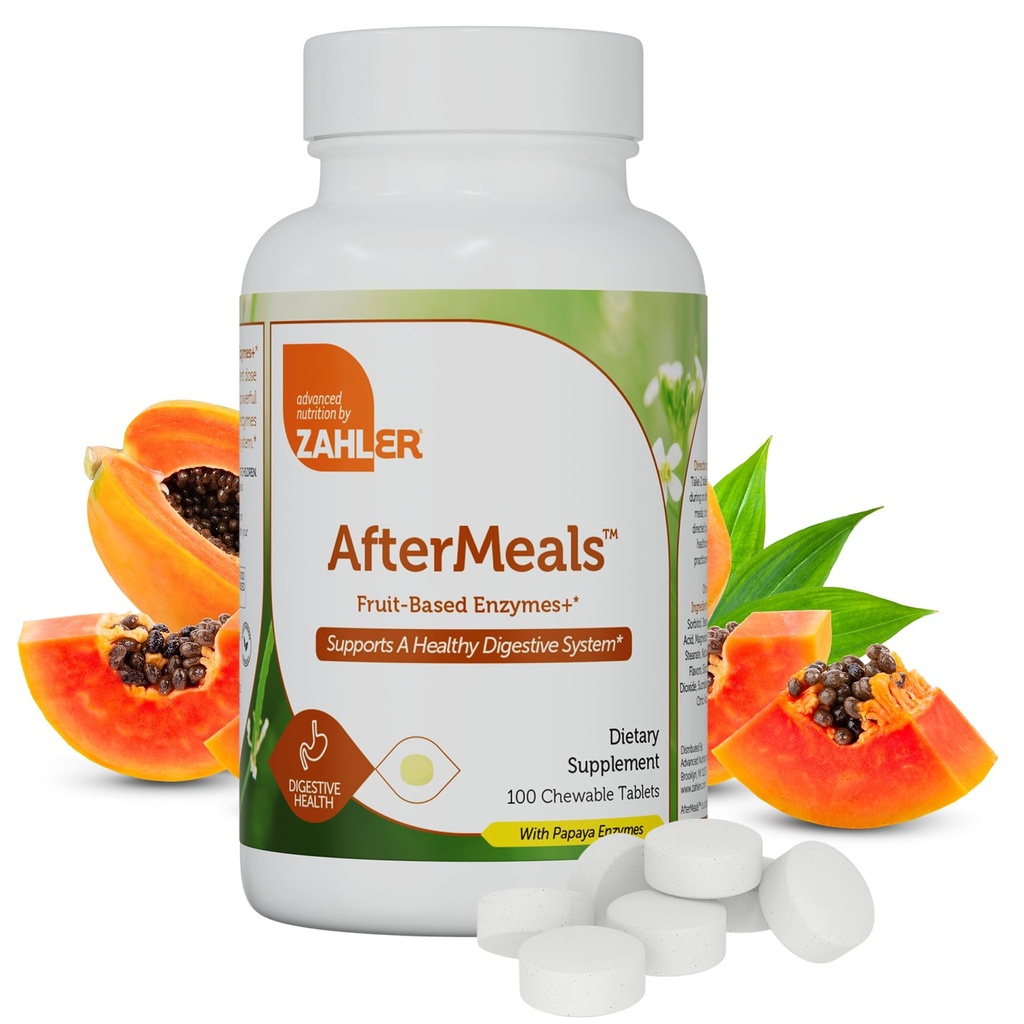 Zahler AfterMeals Verdauungsenzyme für Verdauungsgesundheit - Kaubare fruchtbasierende Verdauungsenzyme für Frauen und Männer mit der Kraft von Papaya und Ananas - Kosher Gluten Free Made in USA (100 Tabletten)