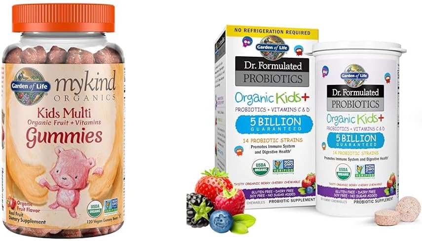 Garten des Lebens Bio-Kinder-Gummi-Vitamine - Obst - Certified Organic, Non-GMO & Vegan & Dr. Formulierte Probiotics Organic Kids+ Plus Vitamin C & D - Berry Cherry