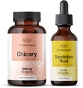 HERBAMA Chicory and Dandelion Kit - Bundle von 1200 mg Chicory Root Capsules & Dandelion Root Tincture 2 fl oz - Vegan, Non-GMO, Sugar & Alcohol-Free - 2 Pack