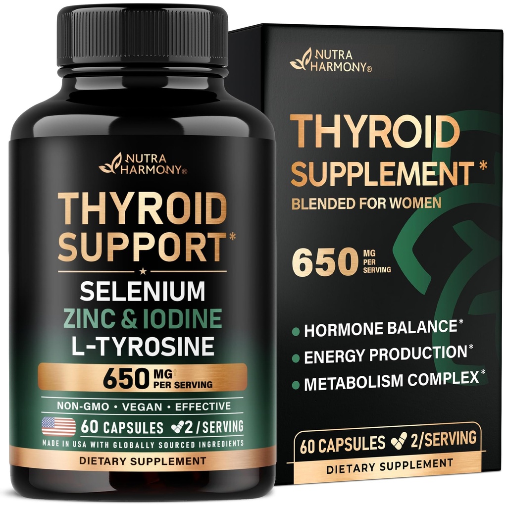 Support thyroïde pour les femmes - Sélénium 200 mcg.Astragalus.Astragalus.Zinc & Iodine.L-Tyrosine.Aptogènes Herbes - 21-en-1 Antioxydants et Immune.