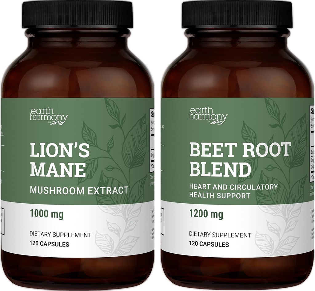 Earth Harmony Bio Lion's Mane & Beet Root Powder - 120 Kapseln