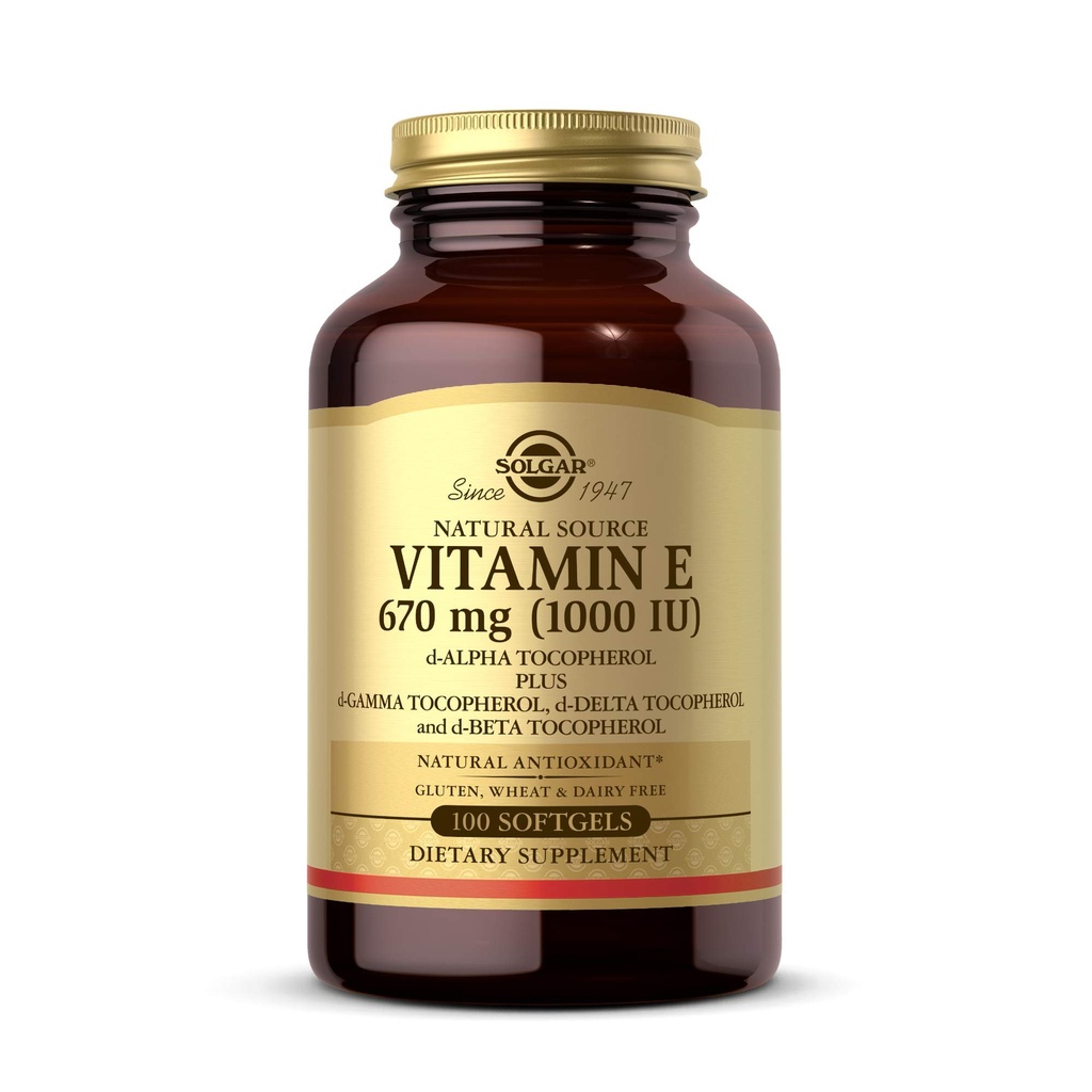Solgar Vitamin E 670 mg (1000 IU), 100 Softgels Misti - Antiossidante Naturale, Skin & Immune System Support - Vitamina E Naturally-Sourced - Gluten Free, Dairy Free - 100 Serve
