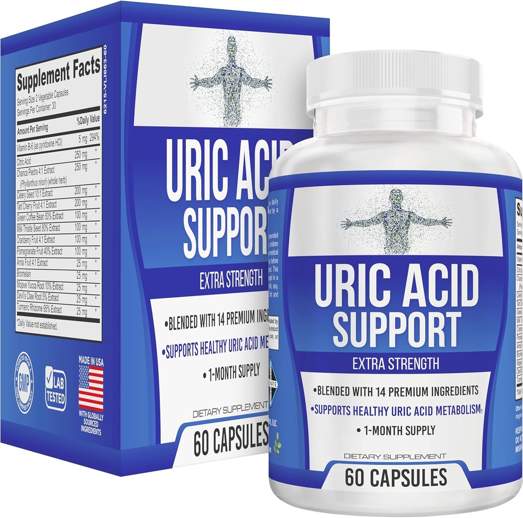 All-in-1 Uric Acid Cleanse Supplément de soutien avec 14 ingrédients actifs