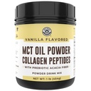Keto MCT Ölpulver + Kollagen + Prebiotische Akazienfaser, Vanille Flavor, 16 Unzen MCT Ölpulver aus Kokosnüssen. Gras Fed Collagen, Perfekt für Keto, 0 Net Carb, Stevia, Erythritol, Pulvergetränk