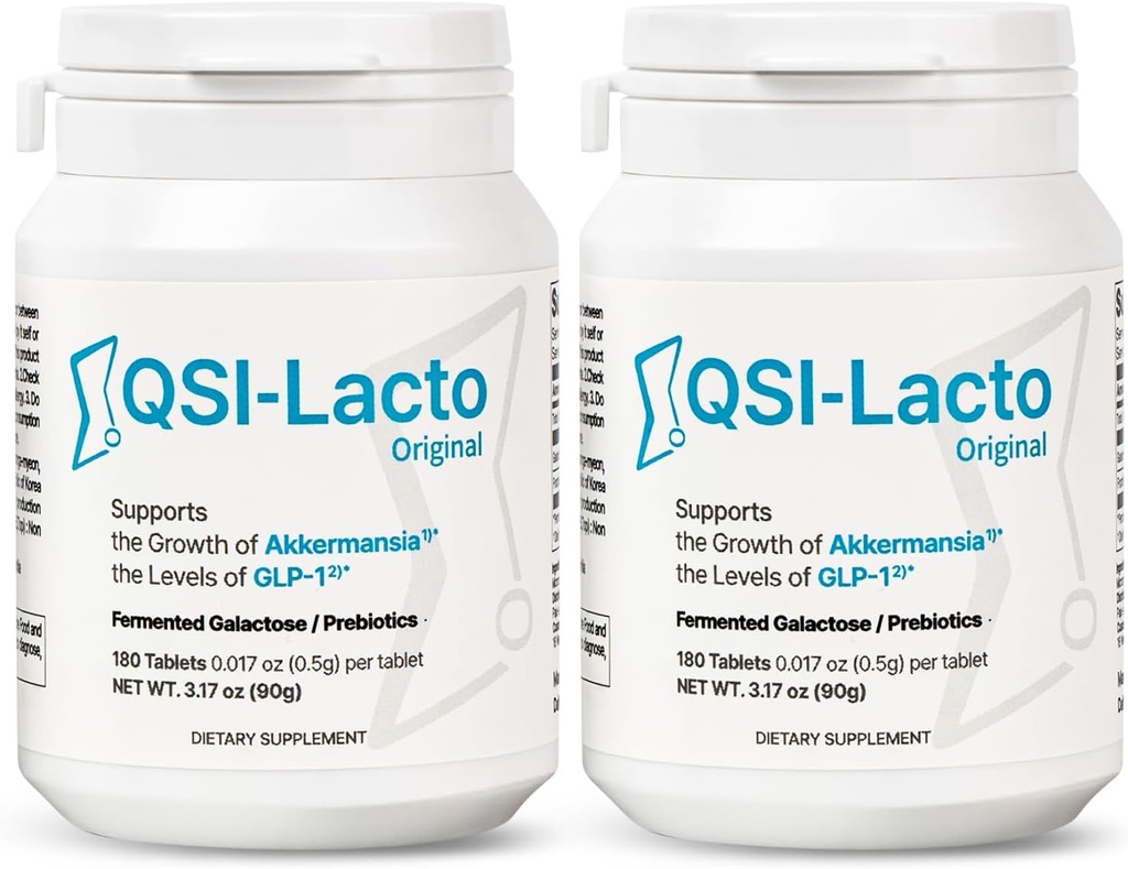 QSI-Lacto Original 2 Packs, 180 Serve, Sostegno naturale GLP-1 Livello Elevation, Galactose Incluso, Salute Gut, Prebiotici, Masticabile