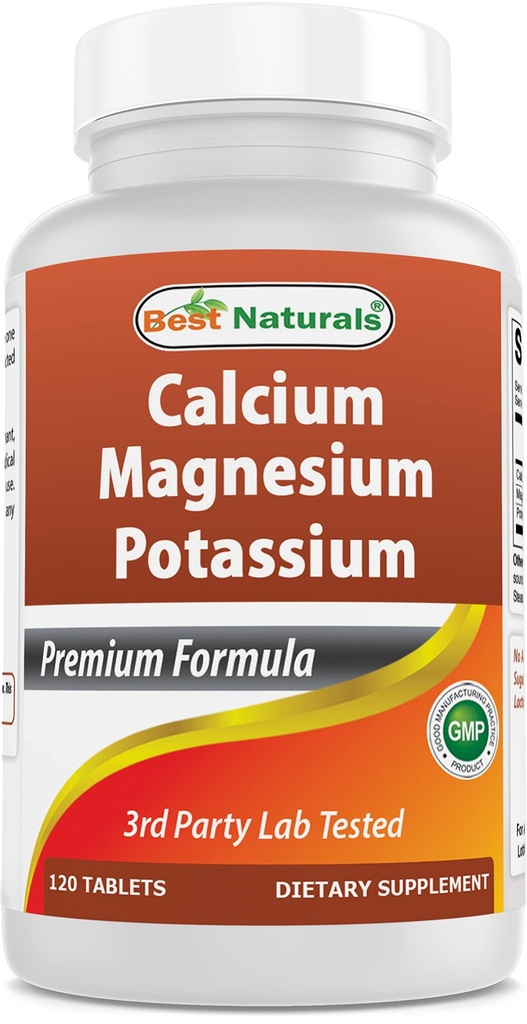 Best Naturals Calcium Magnesium Kalium - 120 Tabletten - Non-GMO & Gluten Kostenlos