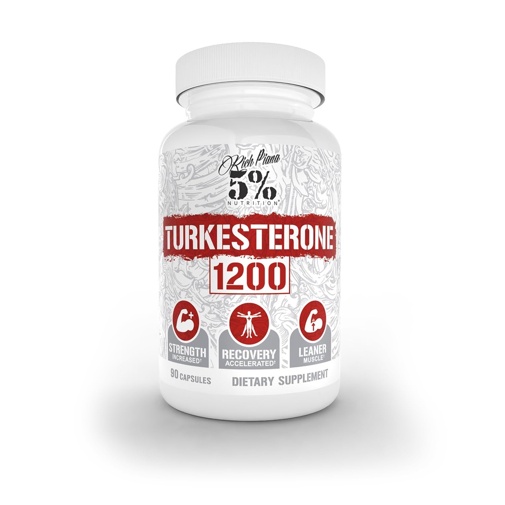 5% Nutrition Turkesterone 1200mg | Purezza massima e assorbimento | Complesso con Astragin, Cyclodextrin & Naringin | 90 capsule (1 Mese di alimentazione)