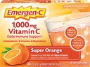 Emergen-C 1000mg Vitamin C Pulver für tägliche Immununterstützung Koffeinfreie Vitamin C Ergänzungen mit Zink und Mangan, B Vitamine und Elektrolyte, Super Orange Flavor - 30 Count
