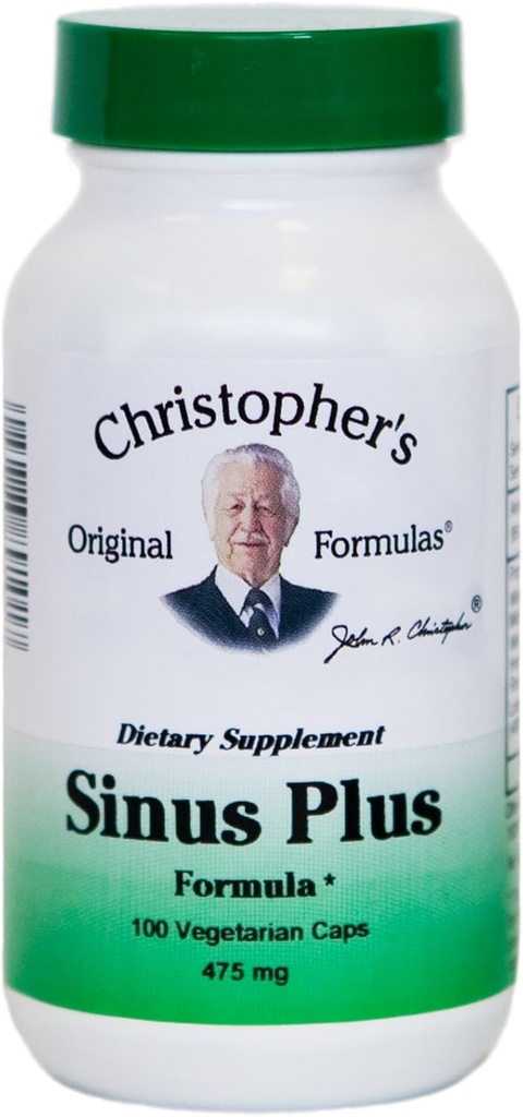 Formules originales de Christopher Sinus Plus, Capsules de soutien de Sinus, Mélange synergique d'herbes entières, 100 Nombre