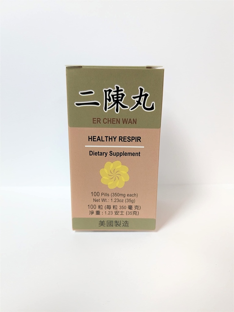 Lao Wei Healthy Respir - Er Chen Wan complément à base de plantes aide pour la fonction bronchiale, système respiratoire 350mg 100 pilules Fabriqué aux États-Unis