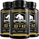 Best Value, Max Strength 10 000 iu Vitamine D3 et 1500 mcg Vitamine K2 Suppléments 3 Bouteille Pack. D3K2 Vitamines et suppléments pour la santé. Capsules D3-K2 MK4, meilleure vitamine K2D3 pour système immunitaire