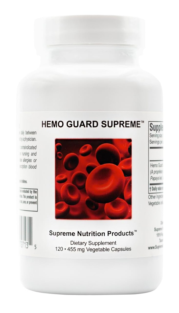 Supreme Nutrition Hemo Guard Supreme, 120 capsules végétariennes à base de plantes pures