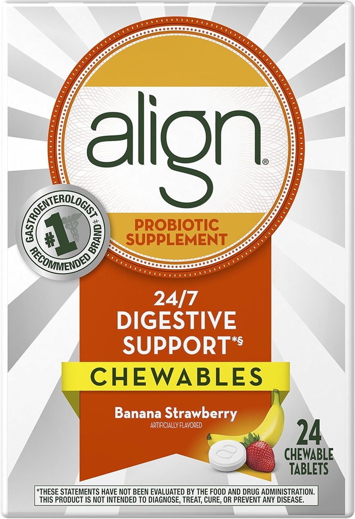 Allineare Probiotic Chewables Banana Strawberry 24ct (Packaging May Vary)