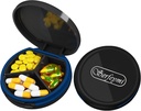 Serfeymi Petite Pill Box - 3 compartiments Portable Pill Box pour la poche de Purse, Compact Mini Travel Pill Case - Convient pour la médecine, vitamine, huile de poisson, suppléments - Noir(Logo)