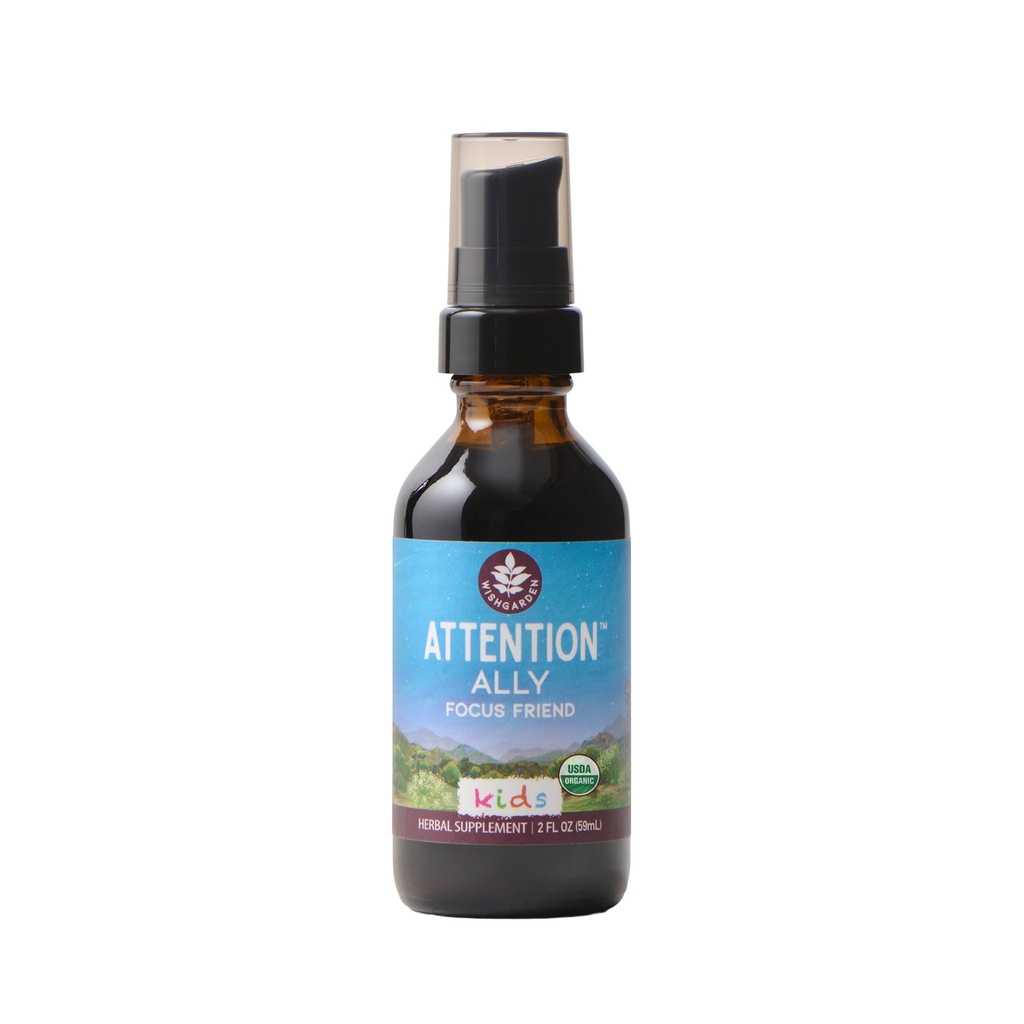 WishGarden Herbs Attention Ally - Plant-Based Herbal Focus, Attention, Calme et Supplément Concentration avec Gotu Kola Nettle & Passionflower, soutient la messagerie Neural Optimal et Nourrissement Cerveau, 2oz