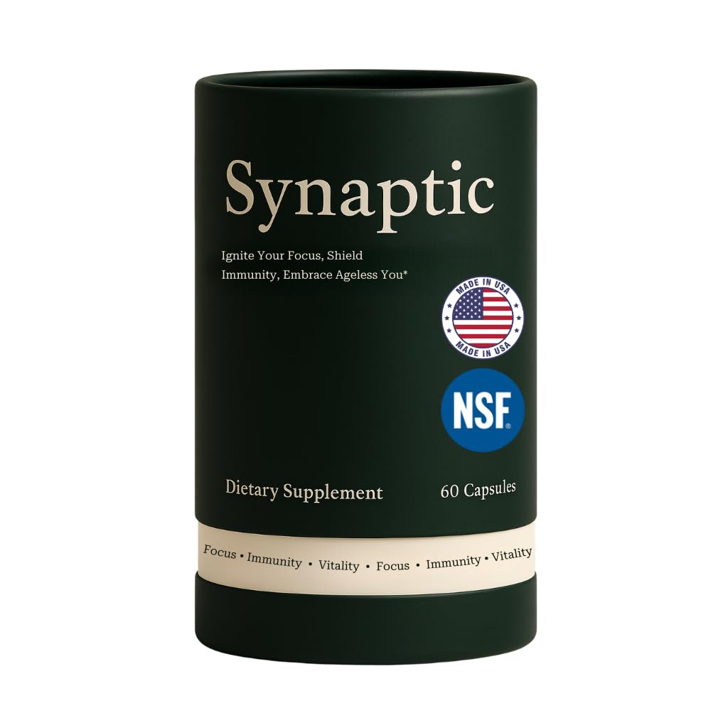 Synaptic Lion’s Mane Mushroom Supplement – Immununterstützung, Gehirn Fog Relief, Anti Aging, ruhige Fokus & Cellular Longevity–Reishi, Shiitake, Maitake–All-Natural Nootropic – Non-GMO, Vegan, Gluten-Free