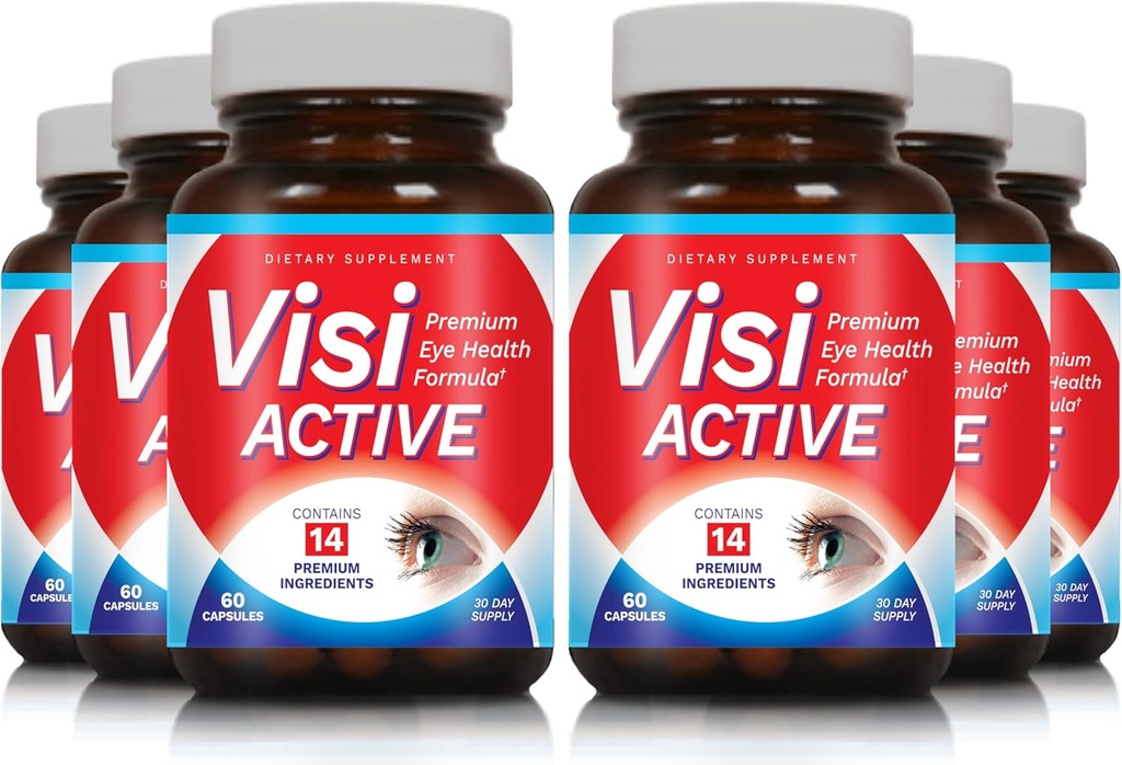 Vision Support Supplement - Augengesundheit Formel mit L-Tartrate, Resveratrol, Blueberry Extract, Vitamine A, C, D & 11 Inhaltsstoffe für Vision Support - 60 Kapseln/Bottle - 6 Pack