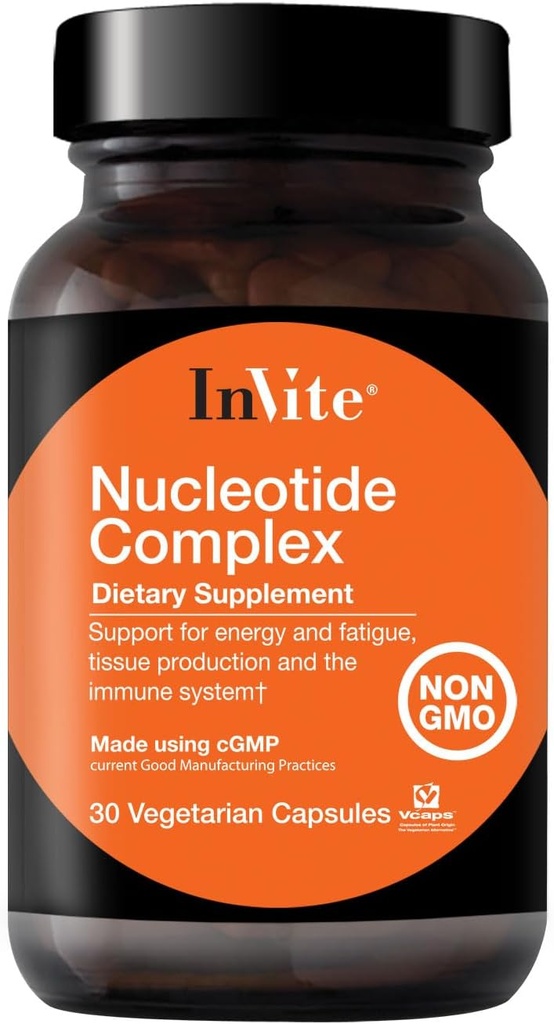 Invite Health Nucleotide Complex - Supports Immune Health and Energy - Contains Nucleotide Complex Blend 400 mg Including AMP, CMP, GMP, UMP - 30 Vegetarian Capsules (2-Pack)