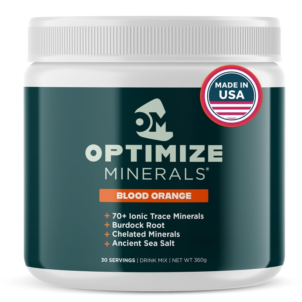 Optimiser les minéraux Multi Mineral - Nouveau look Même formule quotidienne - Magnésium, électrolytes et supplément minéral Trace Poudre - Vitamines sans gluten boisson pour le bien-être optimal - Blood Orange, 30 portions