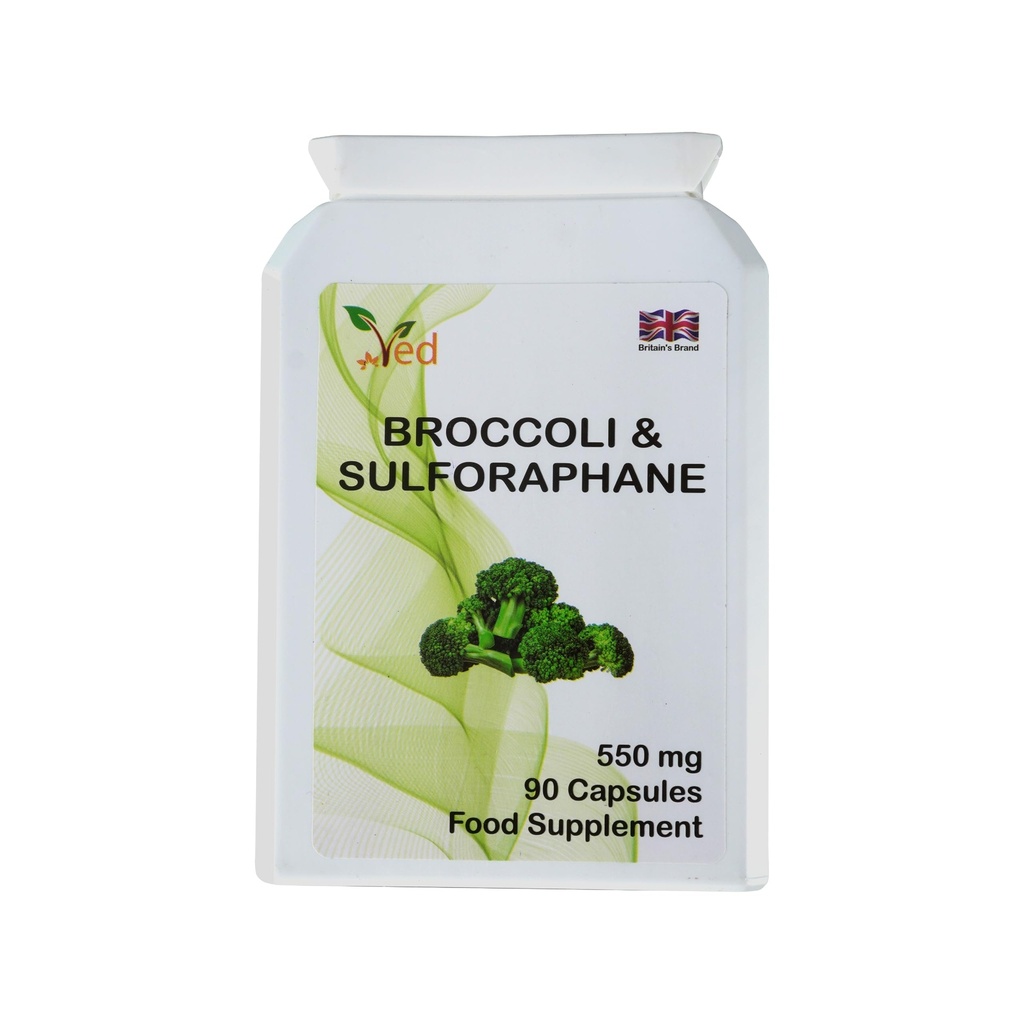 Ved Broccoli Sulforaphane, Broccoli Polvere ricca di vitamine e minerali, 550 mg 90 capsule (45 giorni di approvvigionamento)