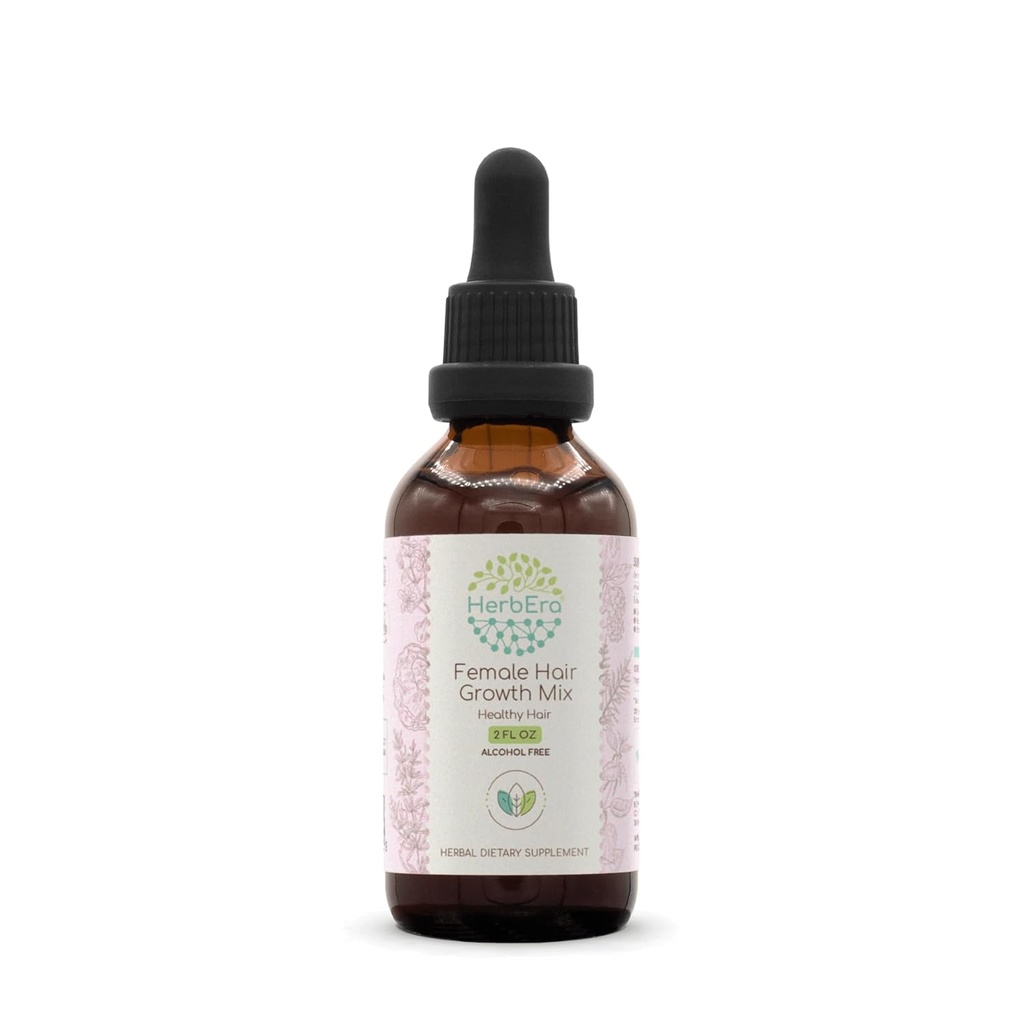 HerbEra Weibliche Haarwachstum Mischung B60 Alkoholfreie Extrakt Tinktur, Konzentration flüssige Tropfen Rosmarin Blatt, Eleuthero Wurzel, Stinging Nettle Root, Pferdeschwanz Kräuter, Reishi Pilz, Brahmi Kräuter. 2 Fl Oz
