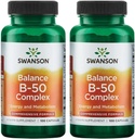 Complexe de Swanson B-50 - Supplément de vitamine favorisant l'énergie et le métabolisme - Peut soutenir la santé cardiaque et la mémoire - (100 capsules) (2 pack)