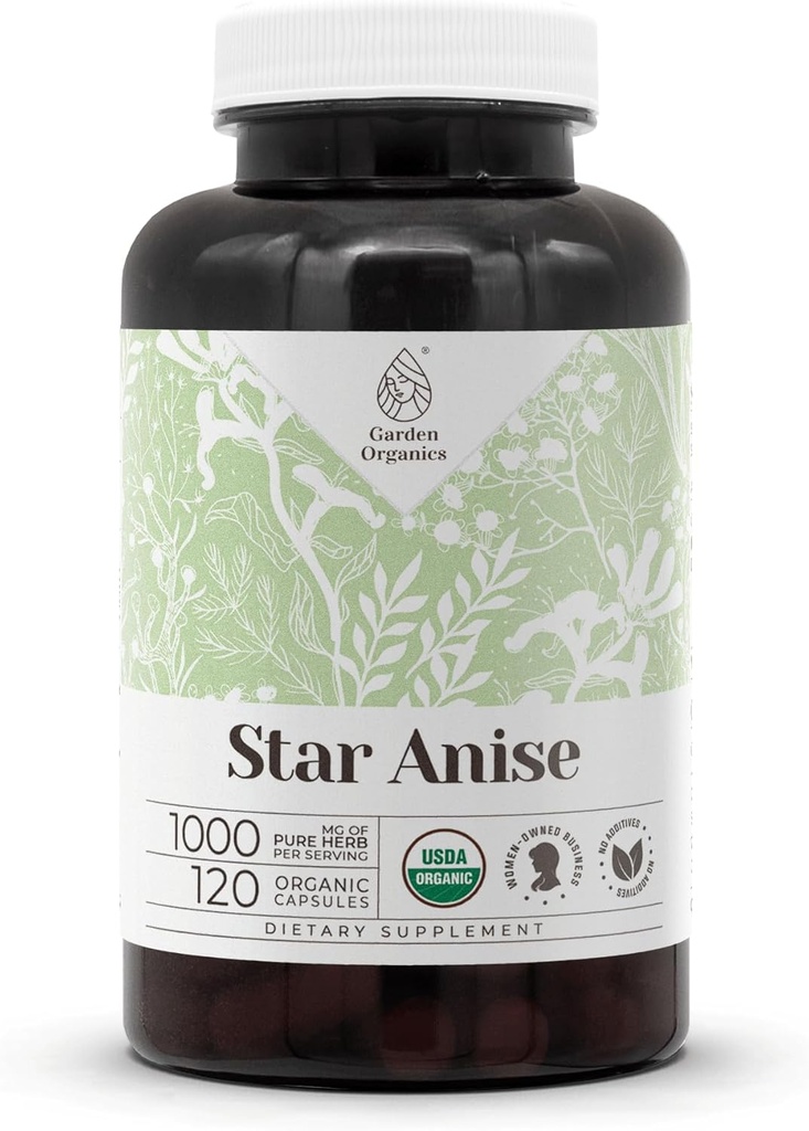 Anice stellata 120 capsule | Capsule ad alta potenza, integratori dietetici | Realizzati con capsule vegetali e anice stellata (Illicium verum) Seme secca (120 capsule)