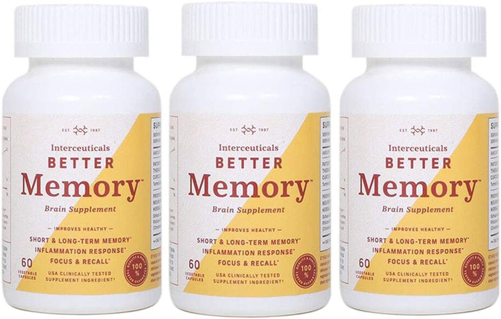 Meilleure mémoire - Theracurmin Curcumin 90 mg - Dose prouvée cliniquement, améliore la concentration, le rappel, la mémoire et l'humeur* - Extrait de curcuma à haute absorption* (3 bouteilles)
