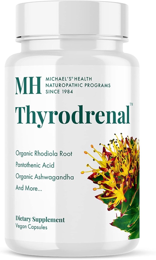 MICHAEL'S Health Naturopathic Programmi Thyrodrenal - 120 Vegan Capsule - Supporta la tiroide e la salute surrenale - con vitamina C - 60 Serve